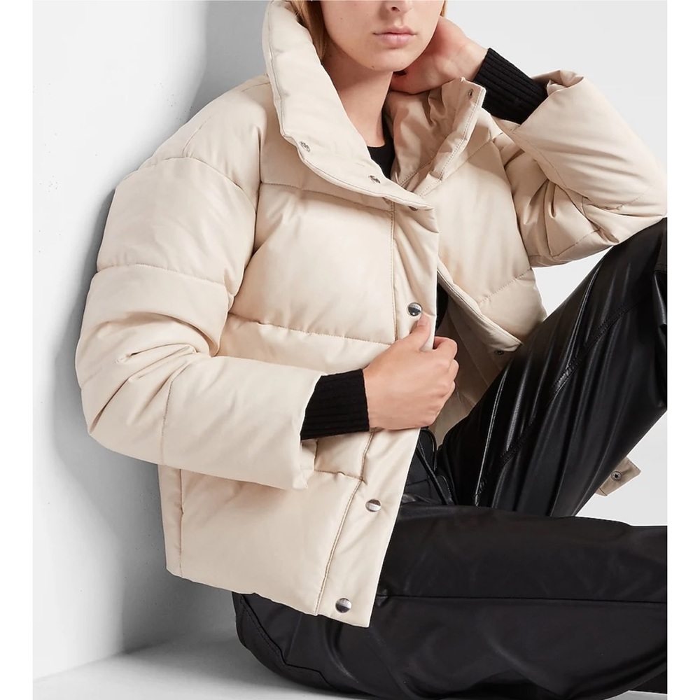 Express Faux Leather Puffer Jacket - XXS